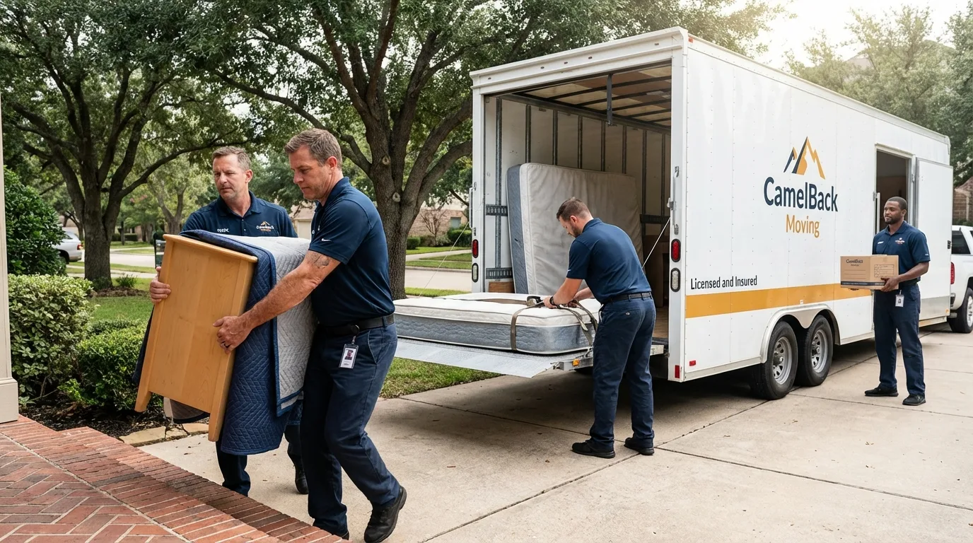 Crew loading residential truck for cross-state move from Paden City, WV