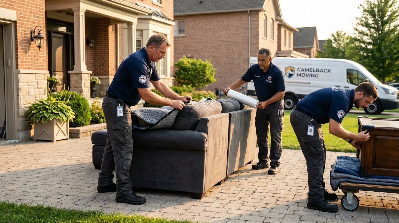 Large estate moving crew wrapping furniture in Paden City, WV