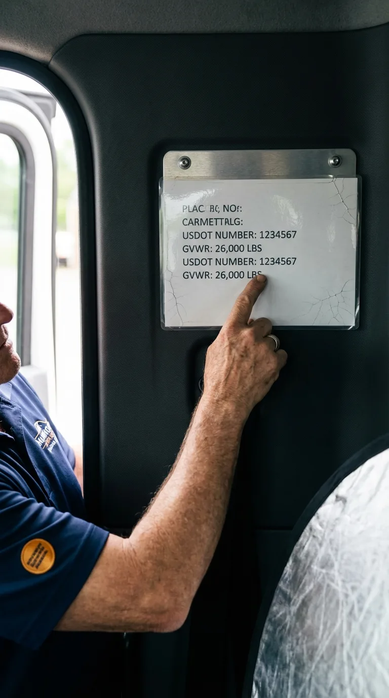 USDOT licensing placard verification in Paden City